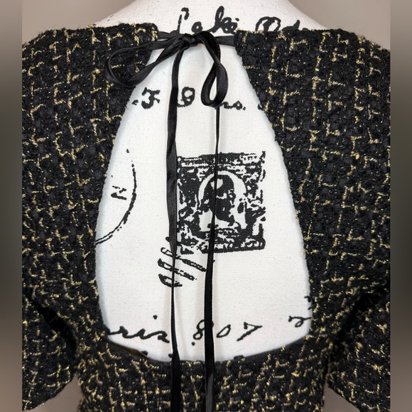 NWT, Avara Cindy Short Party Dress in Black/Gold Tweed, Size SMALL - Picture 11 of 16